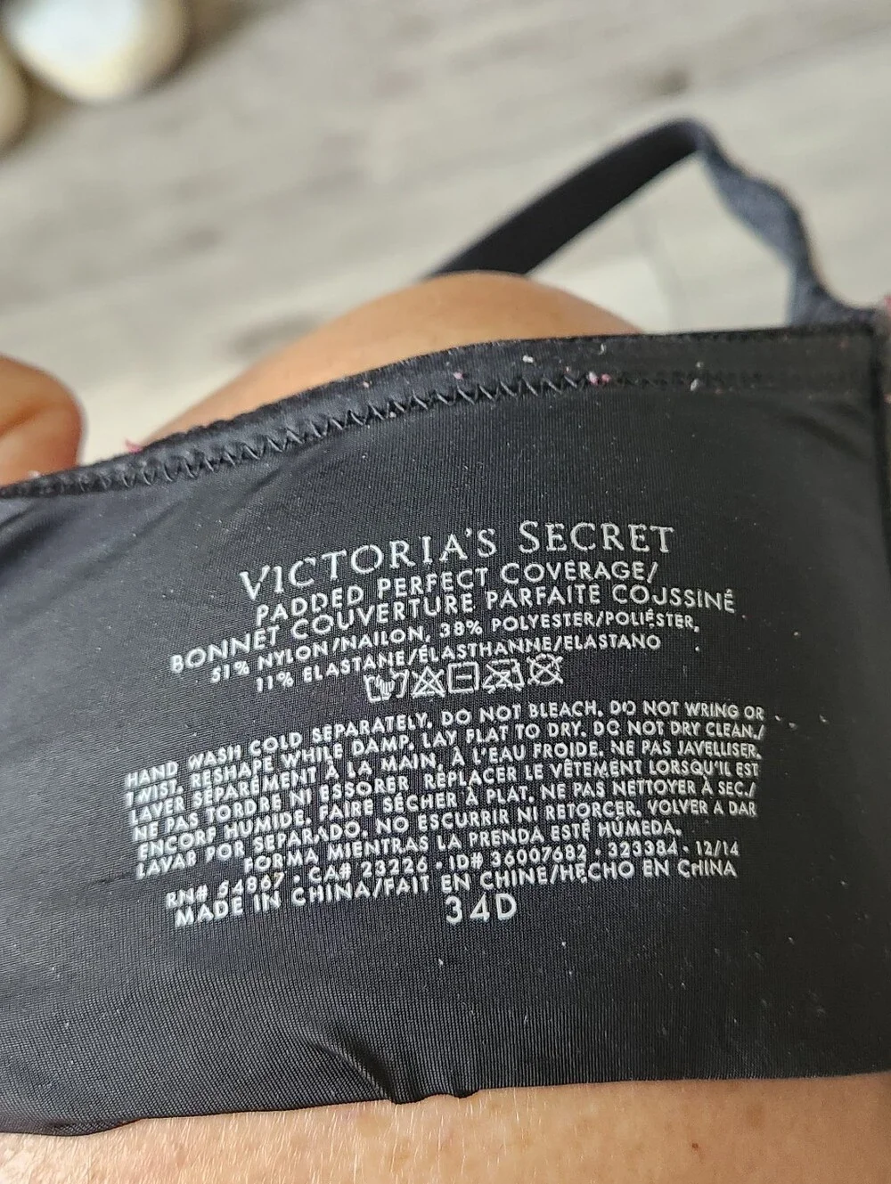 Victoria’s Secret Perfect Coverage Padded Bra 34D Heather Gray Black